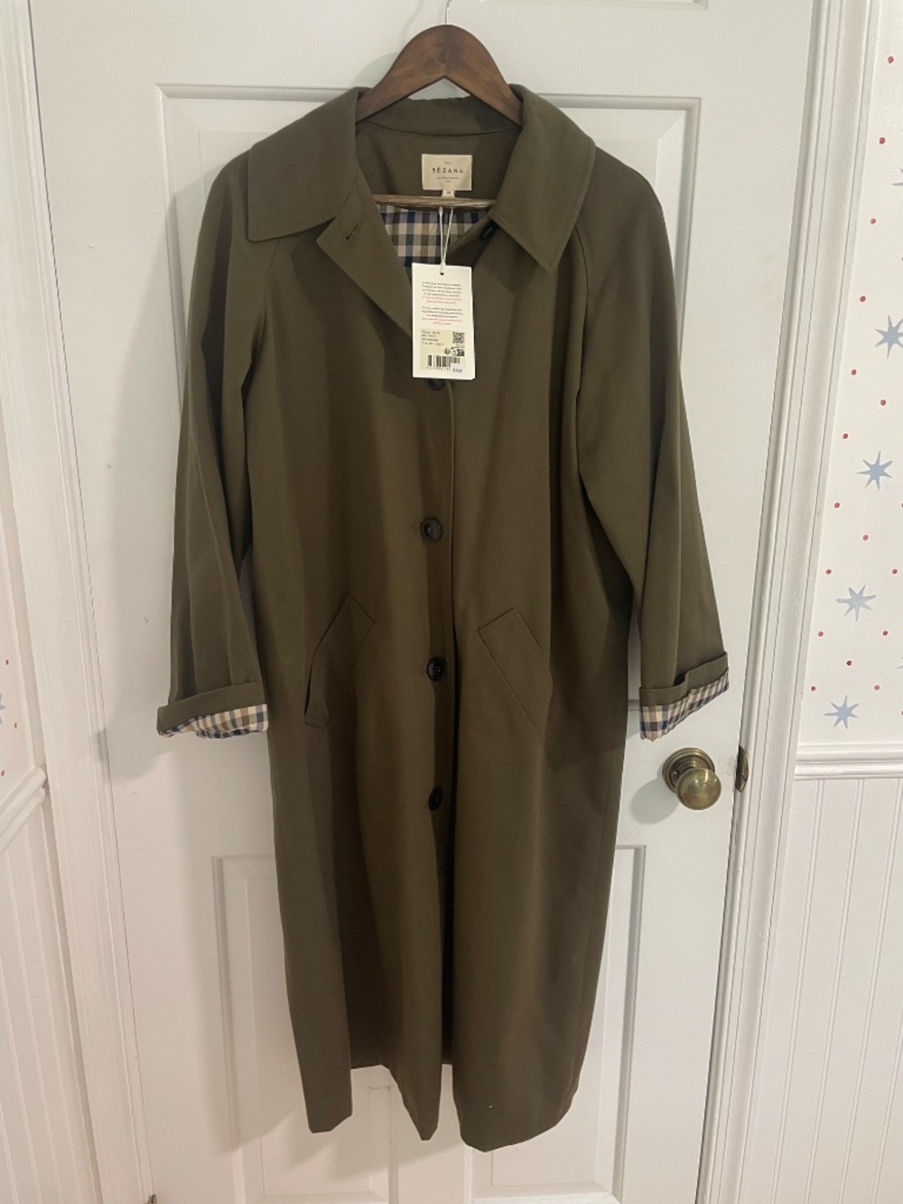NWT Sezane Clyde Trench Coat in Dark Green - Picture 3 of 5